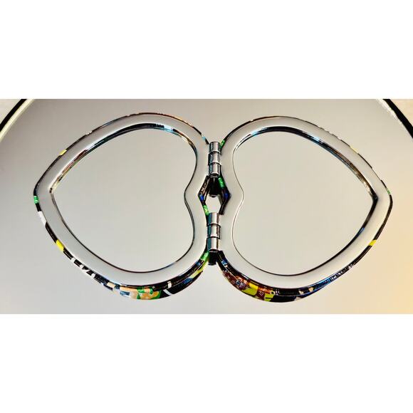 COMPACT MIRROR: 🩷-Shaped Blk, Red, Blue, Green Collab 80’s New Wave Design,NWOT - Picture 2 of 5